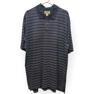 The Foundry Supply Co Quick-Dri Polo Shirt 2XLT Navy‎ Blue Stripe Pima
